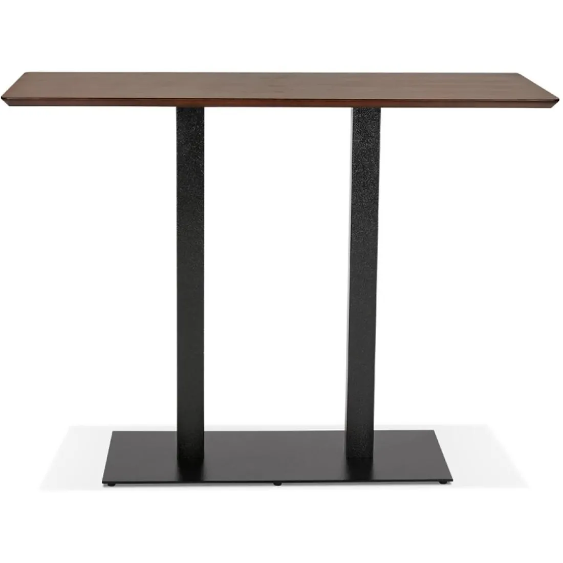 Table haute design 'ZUMBA BAR' en bois finition Noyer avec pied en métal noir