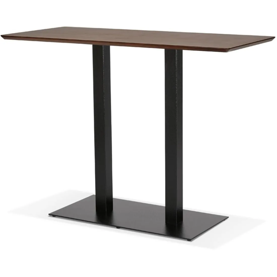 Table haute design 'ZUMBA BAR' en bois finition Noyer avec pied en métal noir