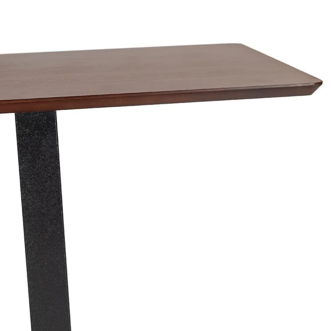 Table haute design 'ZUMBA BAR' en bois finition Noyer avec pied en métal noir