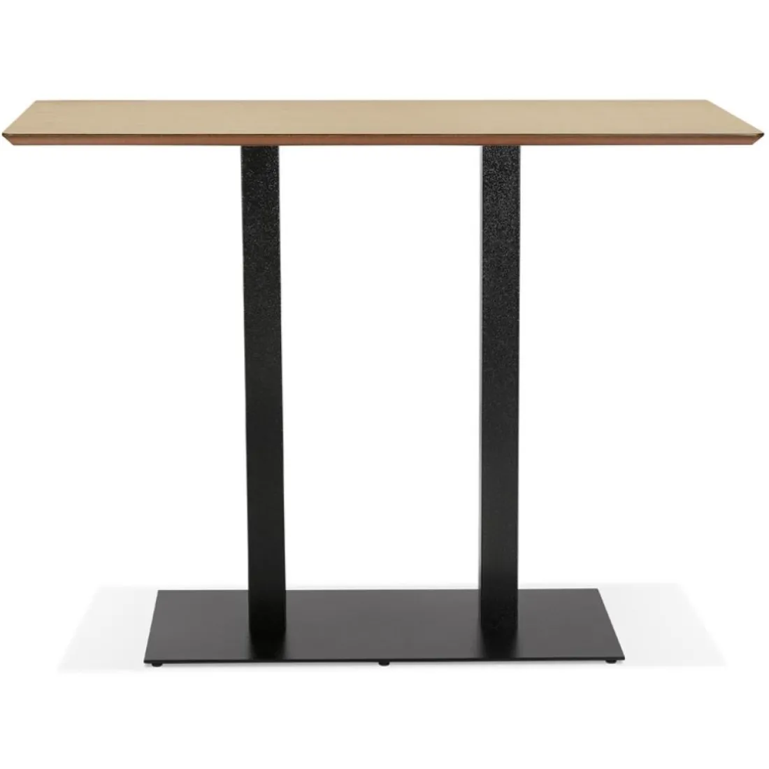 Table haute design 'ZUMBA BAR' en bois finition naturelle avec pied en métal noir