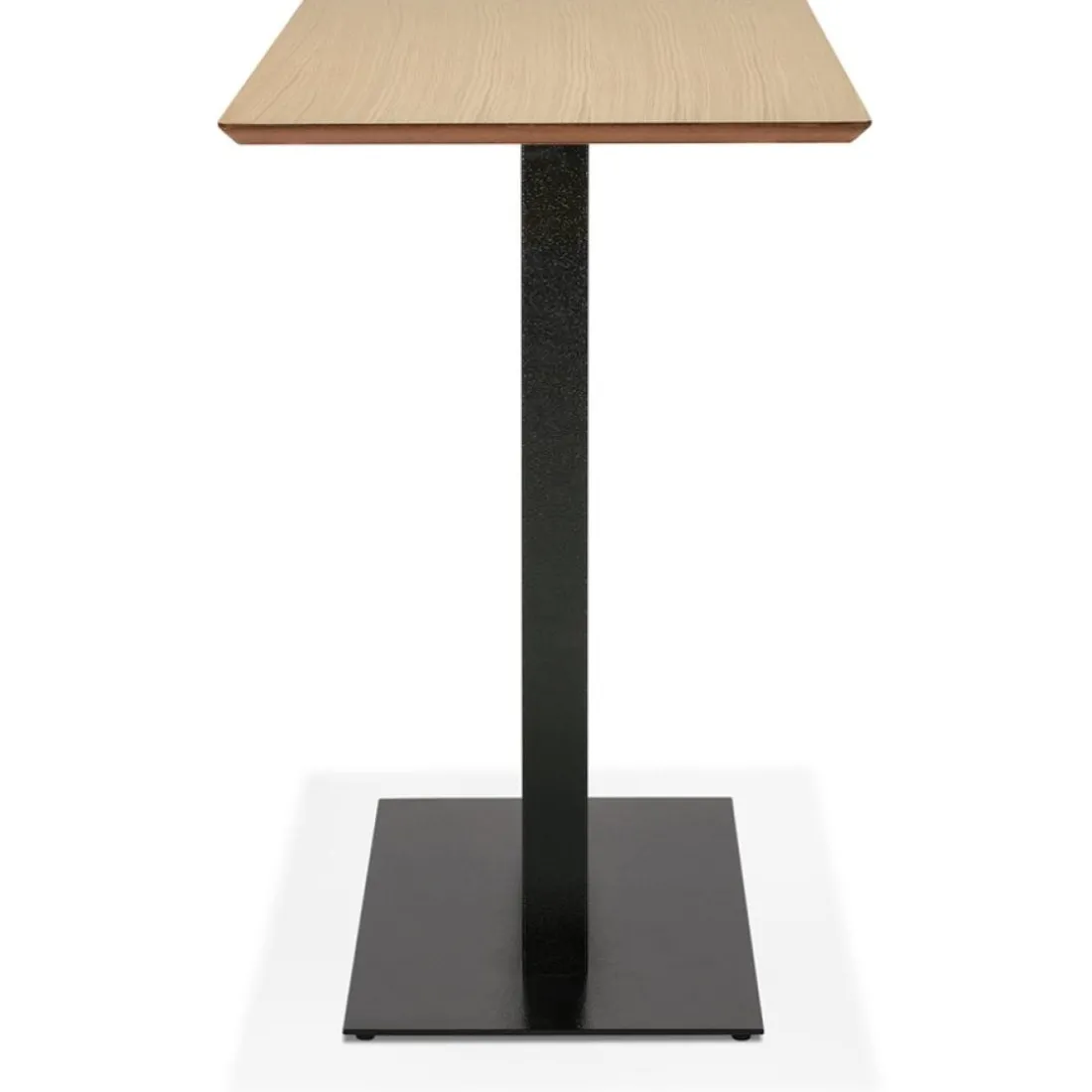 Table haute design 'ZUMBA BAR' en bois finition naturelle avec pied en métal noir