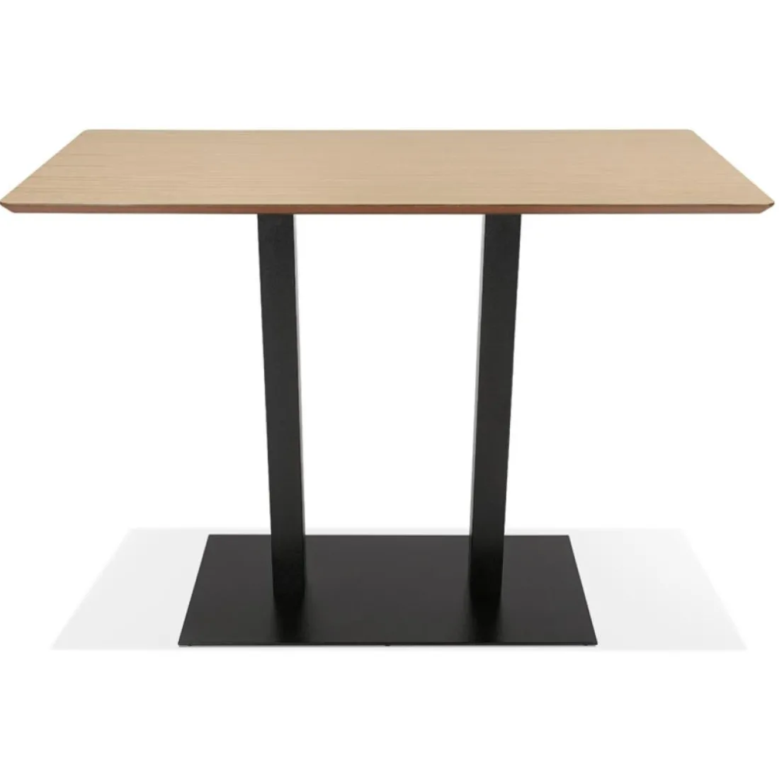 Table haute design 'ZUMBA BAR' en bois finition naturelle avec pied en métal noir