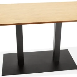 Table haute design 'ZUMBA BAR' en bois finition naturelle avec pied en métal noir
