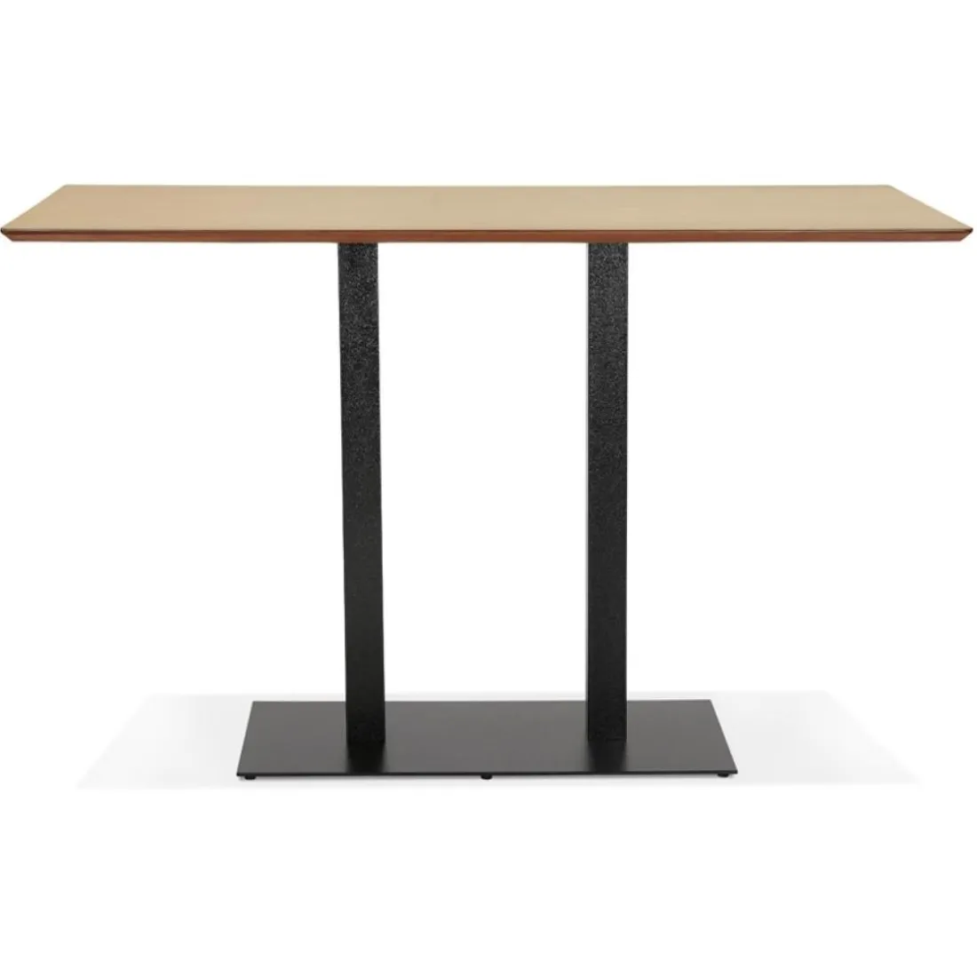 Table haute design 'ZUMBA BAR' en bois finition naturelle avec pied en métal noir