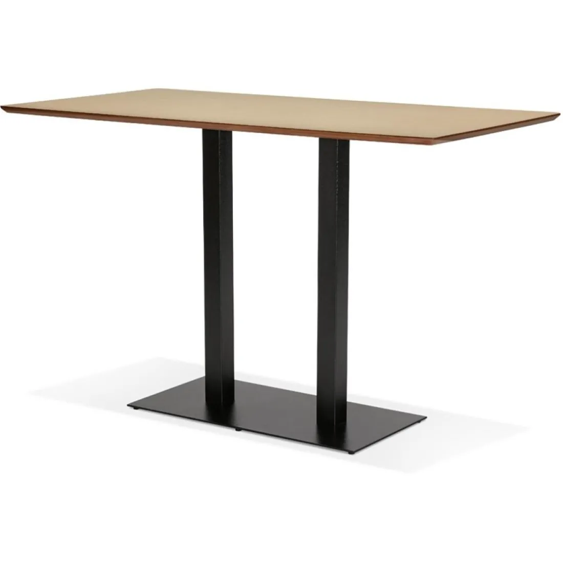 Table haute design 'ZUMBA BAR' en bois finition naturelle avec pied en métal noir