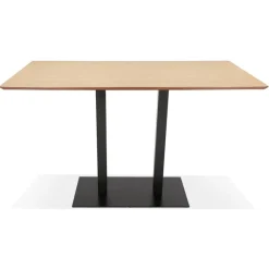 Table haute design 'ZUMBA BAR' en bois finition naturelle avec pied en métal noir