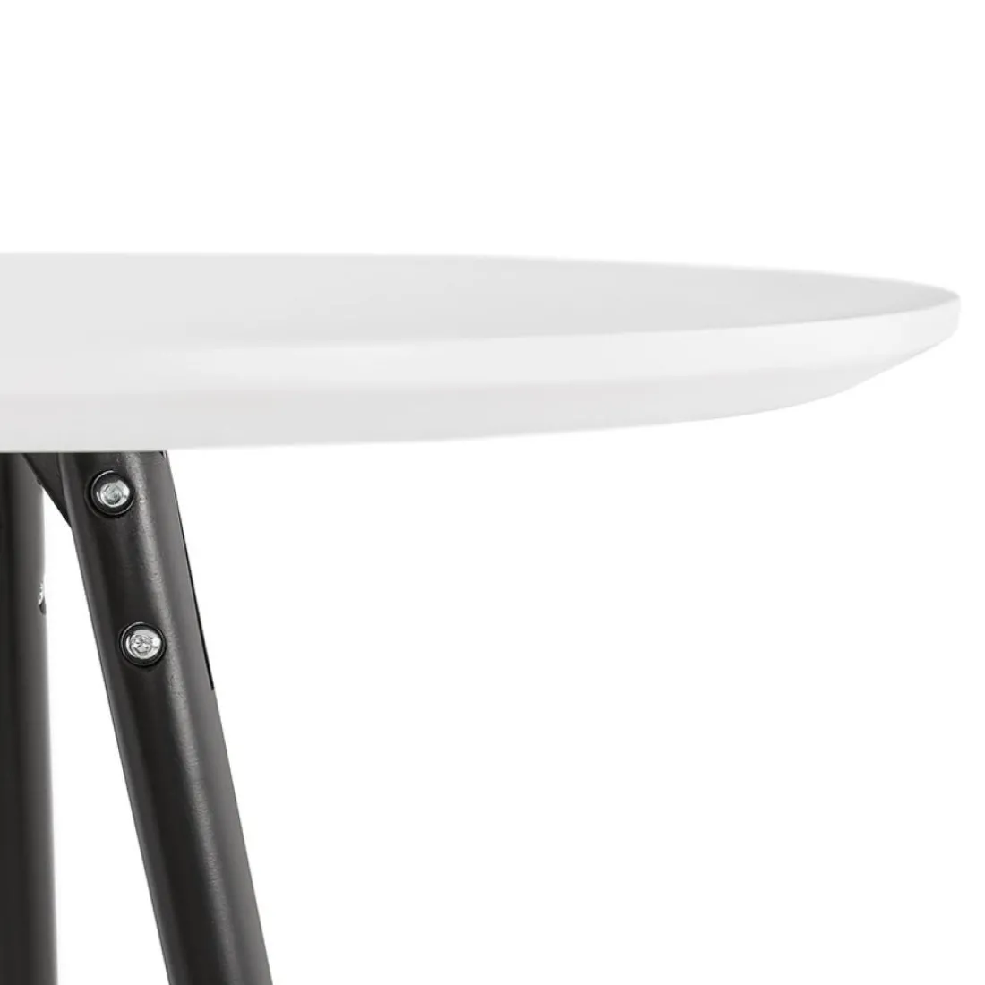 Table haute, Mange-debout rond 'GALA' en bois blanc et pieds noirs