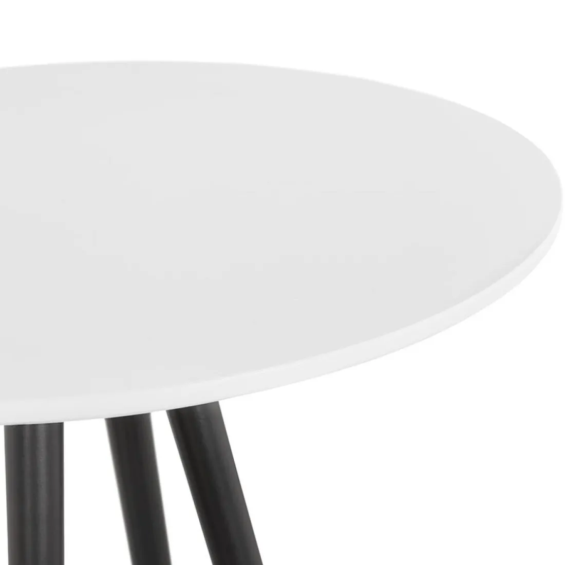 Table haute, Mange-debout rond 'GALA' en bois blanc et pieds noirs