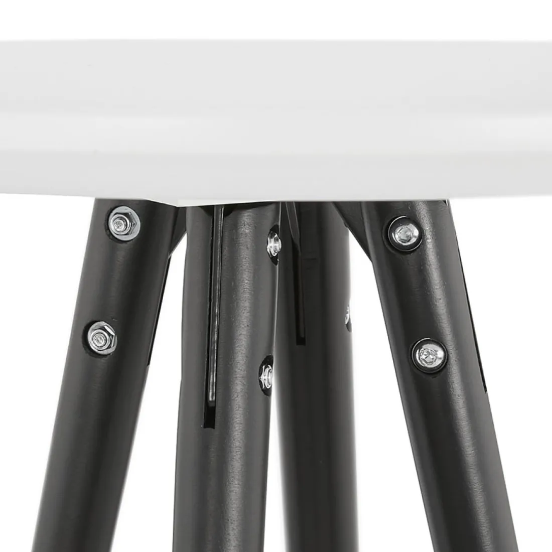 Table haute, Mange-debout rond 'GALA' en bois blanc et pieds noirs