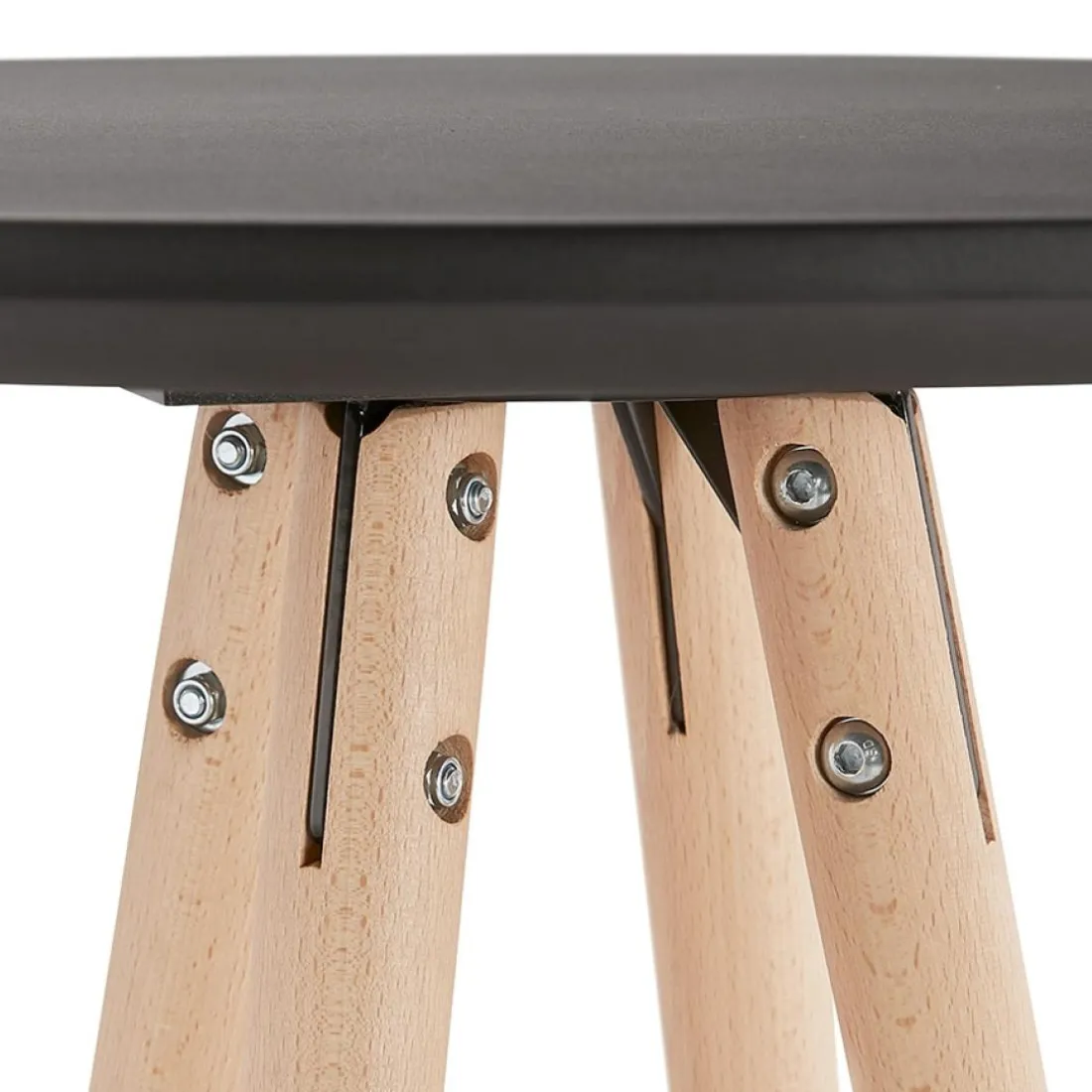 Table haute, Mange-debout rond 'GALA' en bois noir et pieds finition naturelle