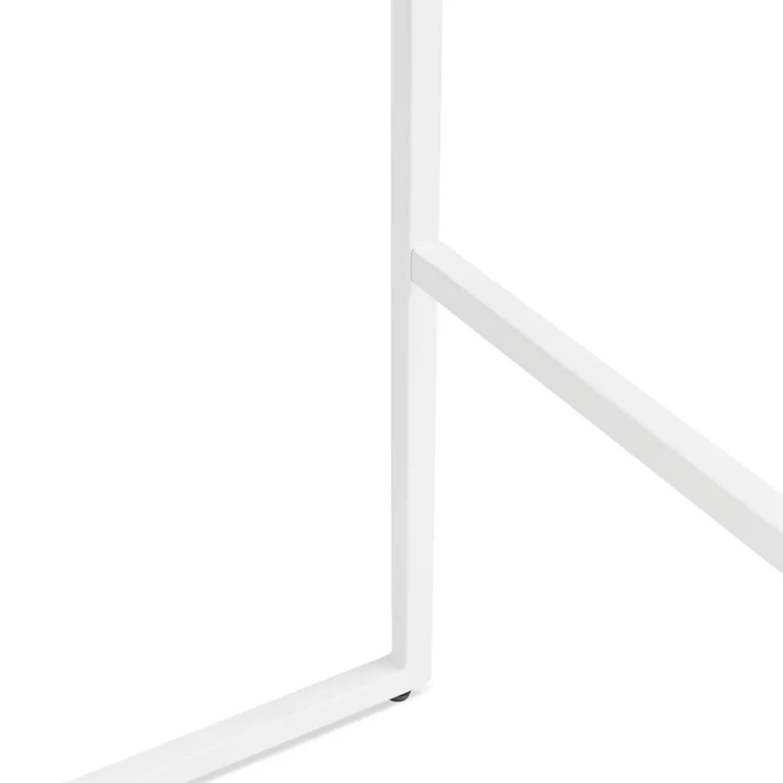 Table haute 'ORTOS' avec plateau noir et structure blanche idéale pour les professionnels