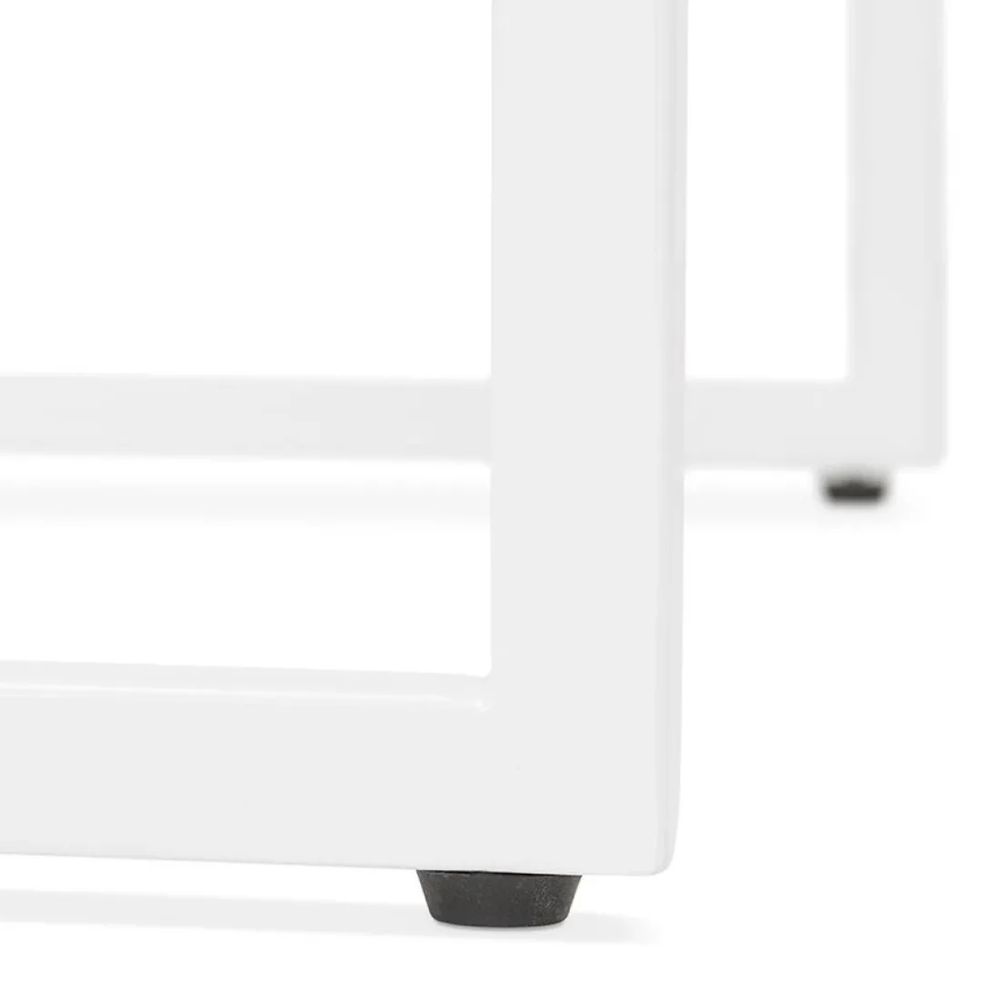 Table haute 'ORTOS' avec plateau noir et structure blanche idéale pour les professionnels