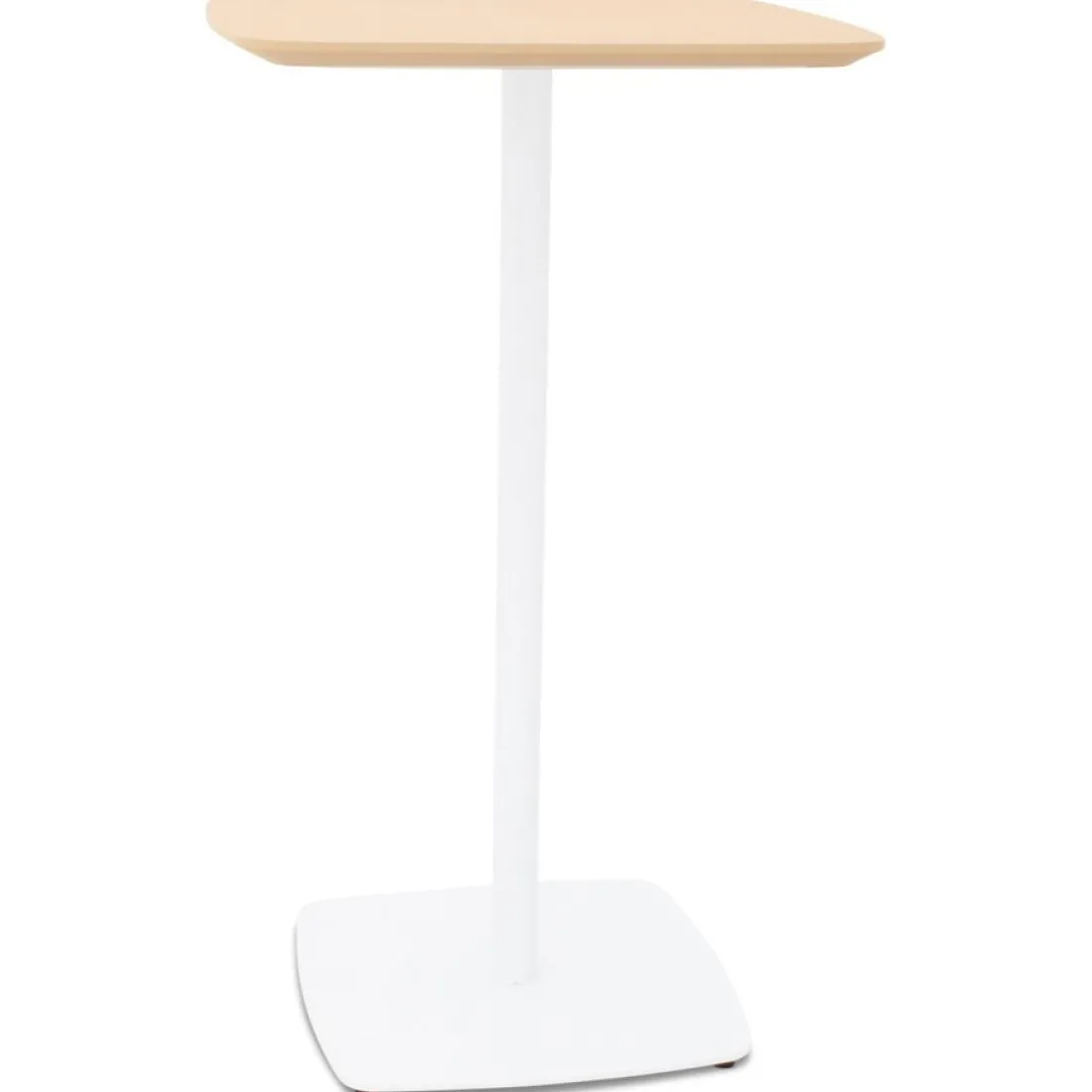 Table haute 'PATATI' en bois finition naturelle et métal blanc