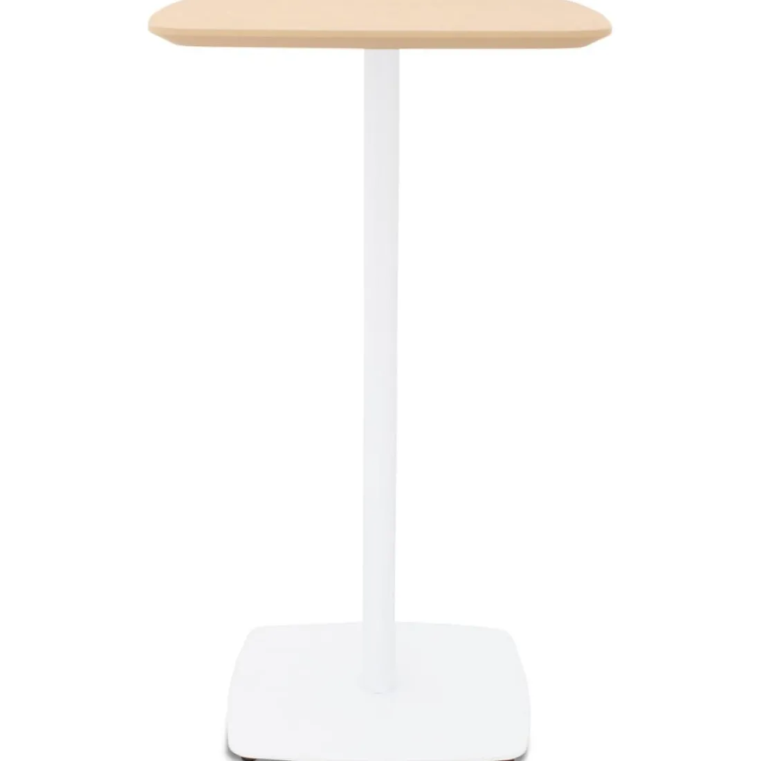Table haute 'PATATI' en bois finition naturelle et métal blanc