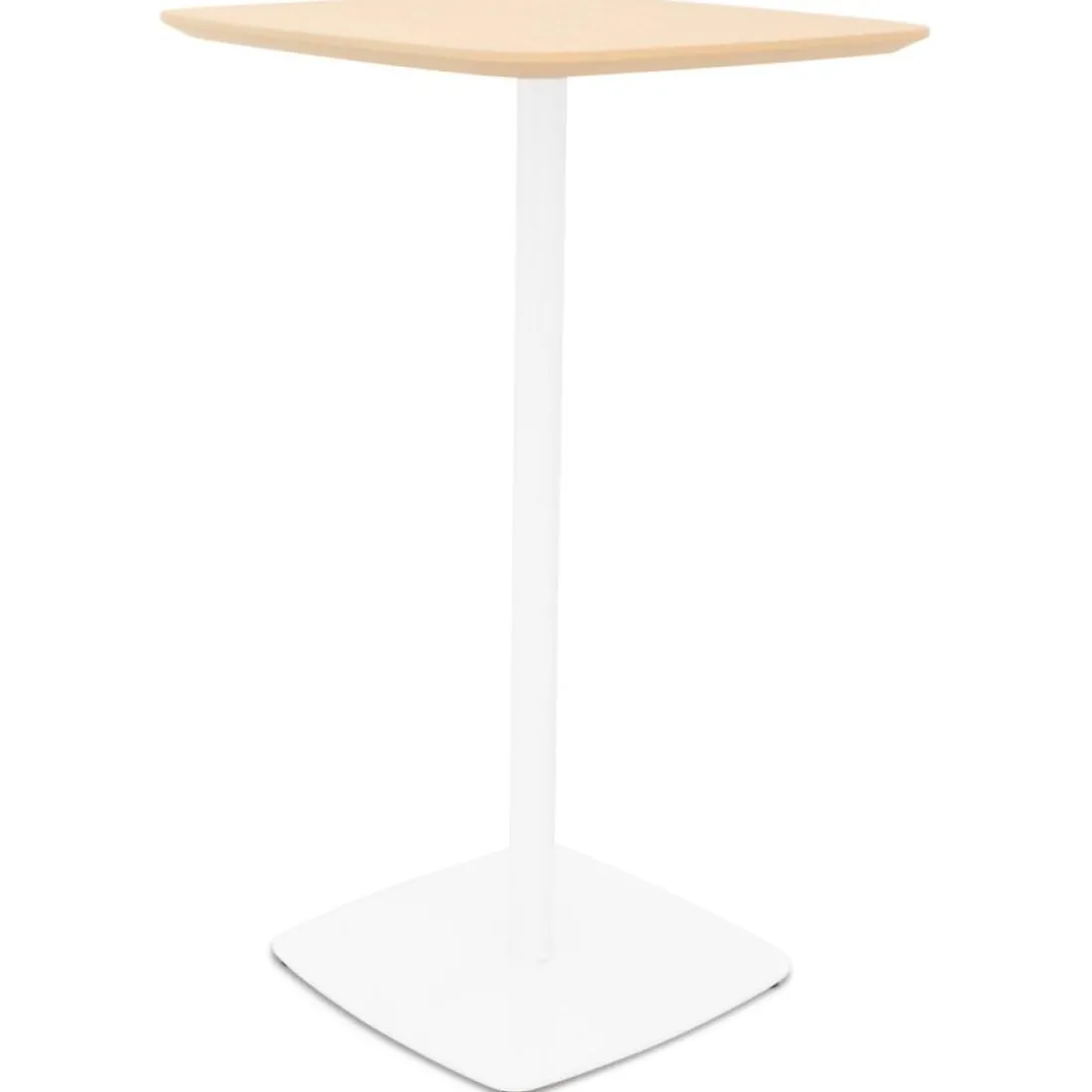 Table haute 'PATATI' en bois finition naturelle et métal blanc