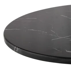 Table haute ronde 'CORY ROUND' en pierre noire effet marbre et métal noir
