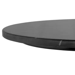 Table haute ronde 'DOMY ROUND' style rustique en pierre noire effet marbre