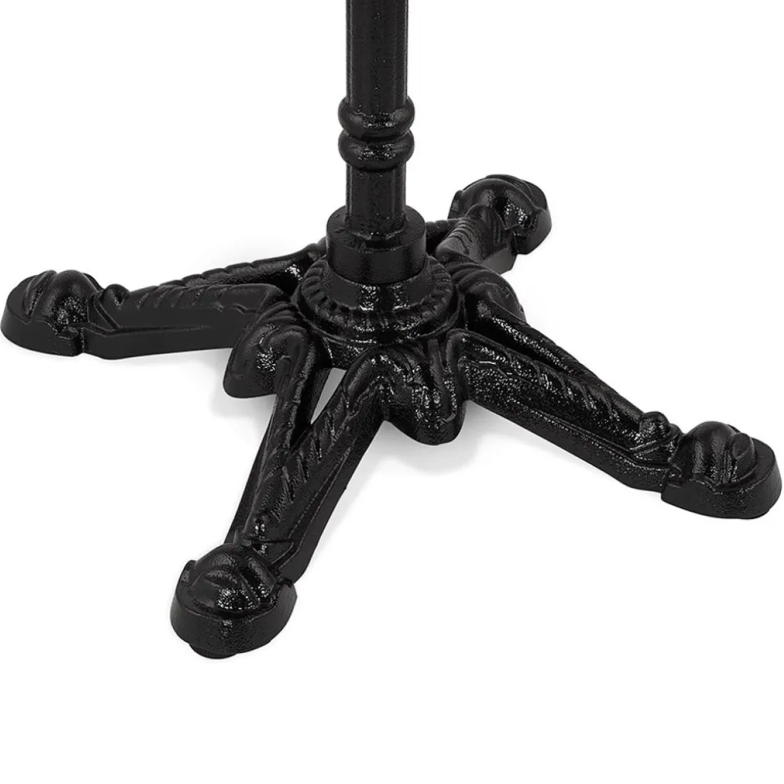 Table haute ronde 'DOMY ROUND' style rustique en pierre noire effet marbre