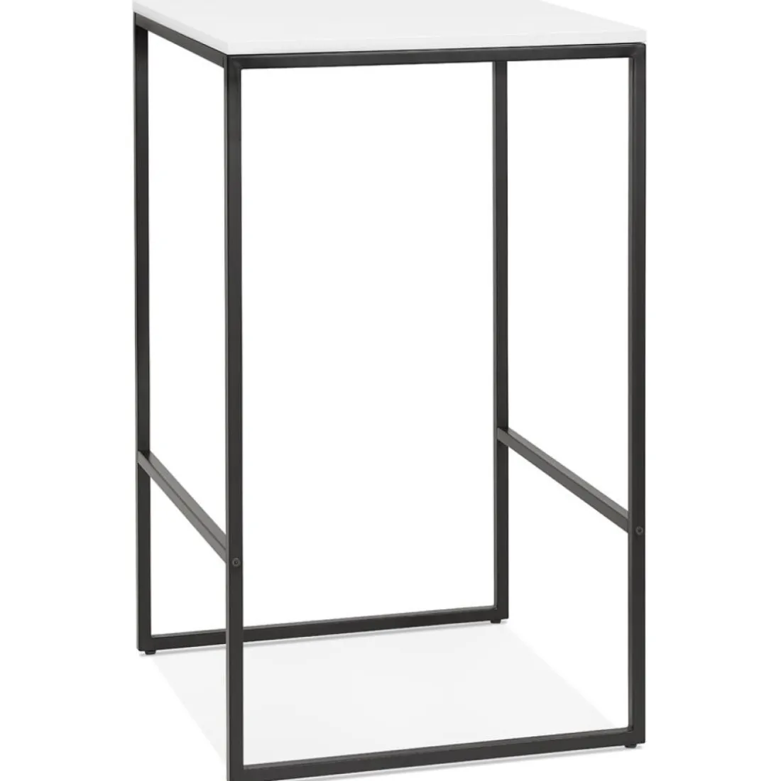 Table haute style industriel 'ORTOS' avec plateau blanc et structure noire idéale pour les professionnels