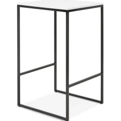 Table haute style industriel 'ORTOS' avec plateau blanc et structure noire idéale pour les professionnels