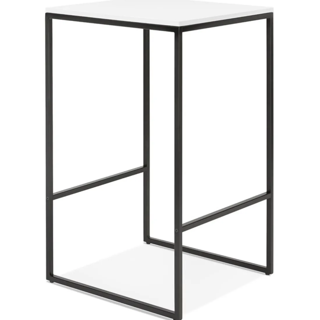 Table haute style industriel 'ORTOS' avec plateau blanc et structure noire idéale pour les professionnels