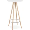 Table haute,Mange-debout rond 'GALA' en bois blanc et pieds finition naturelle