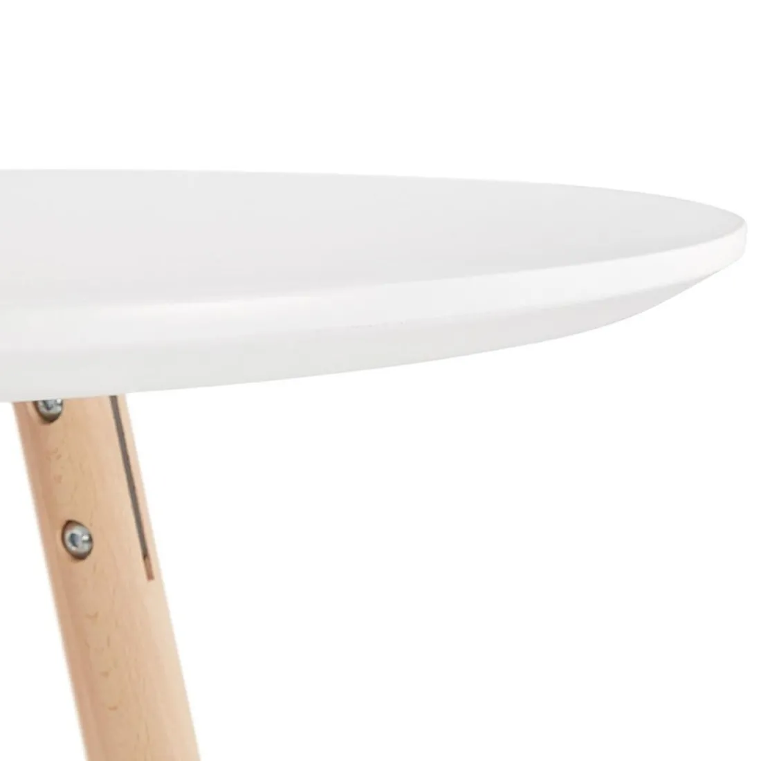 Table haute,Mange-debout rond 'GALA' en bois blanc et pieds finition naturelle
