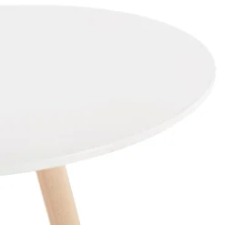 Table haute,Mange-debout rond 'GALA' en bois blanc et pieds finition naturelle