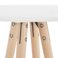 Table haute,Mange-debout rond 'GALA' en bois blanc et pieds finition naturelle
