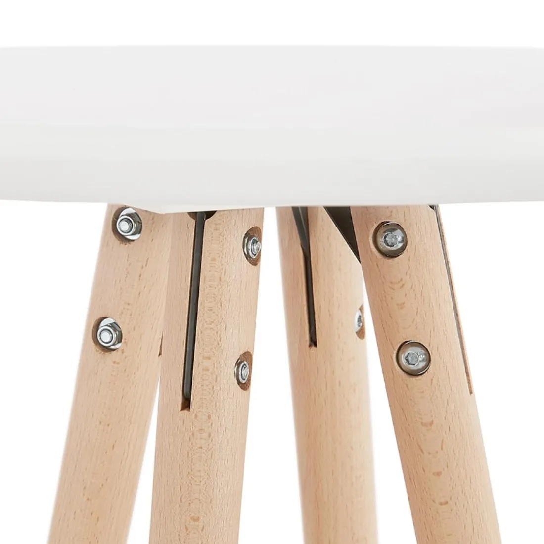 Table haute,Mange-debout rond 'GALA' en bois blanc et pieds finition naturelle