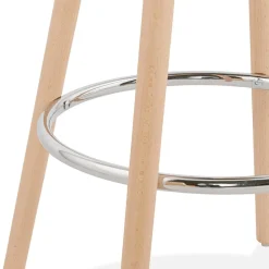 Table haute,Mange-debout rond 'GALA' en bois blanc et pieds finition naturelle