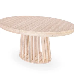 Table ovale extensible Eliza Effet Travertin Beige