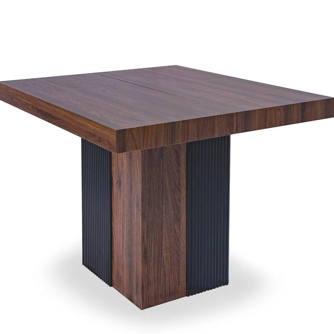 Table rectangulaire extensible Virzon Bois noisette et rainurage Noir