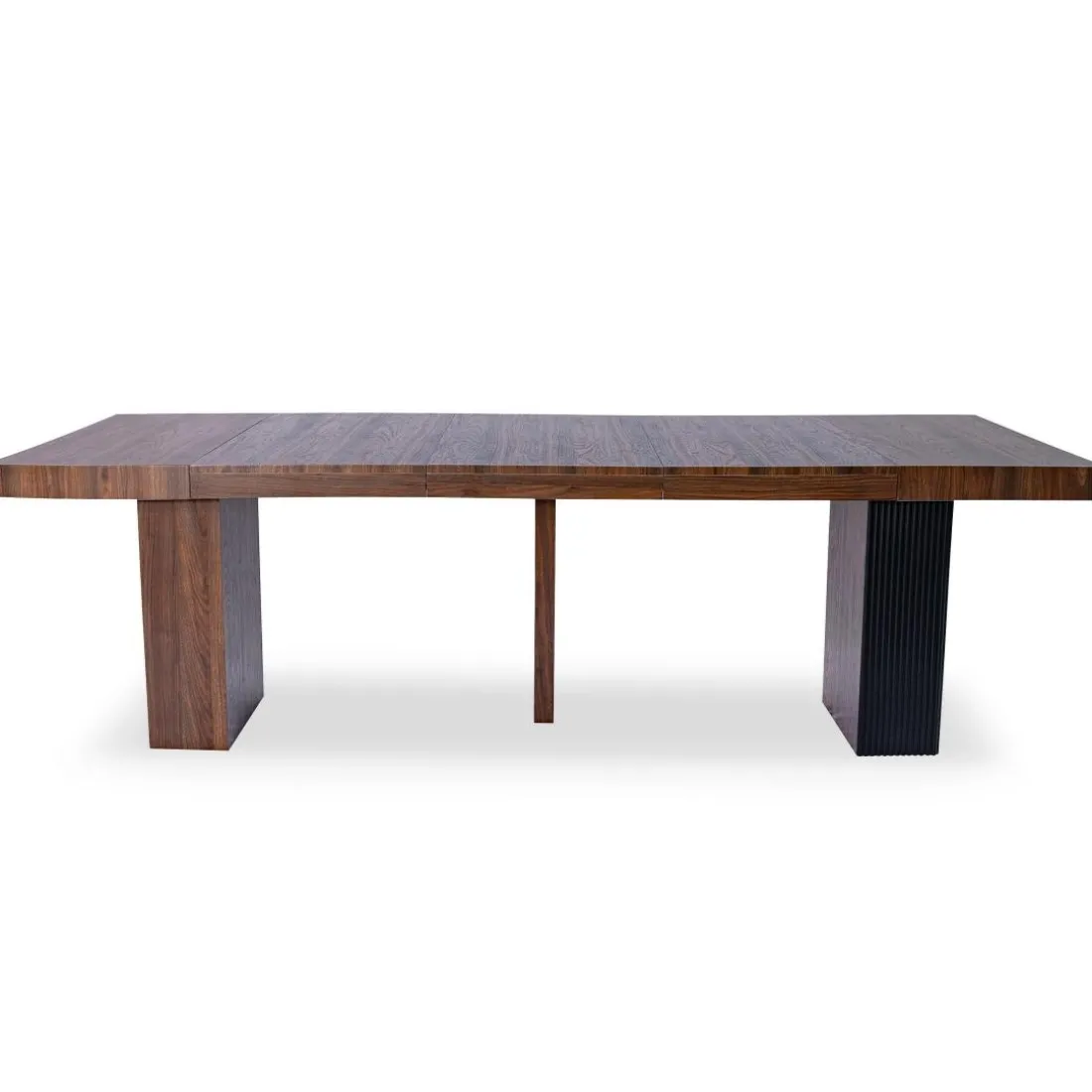 Table rectangulaire extensible Virzon Bois noisette et rainurage Noir