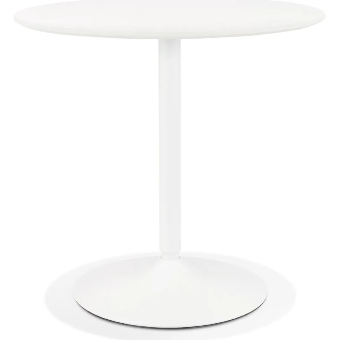 Table ronde design 'CHIVA' en bois et métal blanc