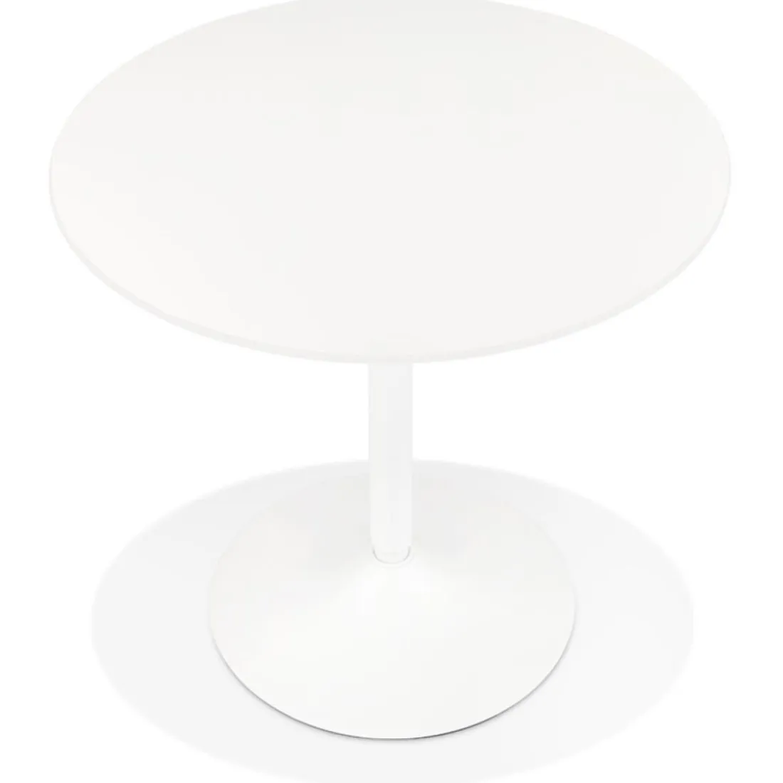 Table ronde design 'CHIVA' en bois et métal blanc