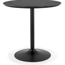 Table ronde design 'HUSH' en bois et métal noir