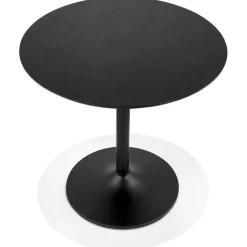 Table ronde design 'HUSH' en bois et métal noir