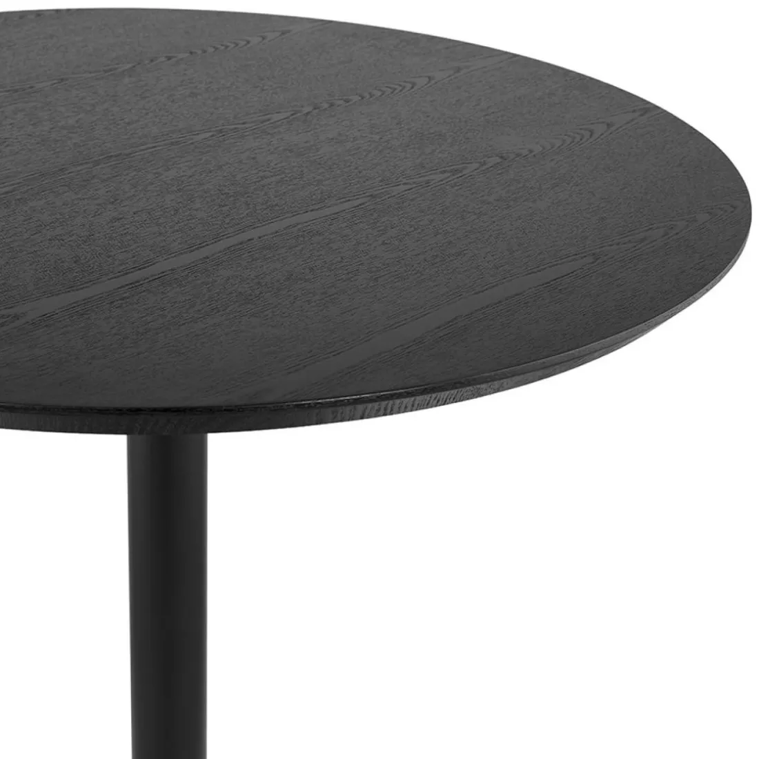 Table ronde design 'HUSH' en bois et métal noir