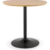 Table ronde design 'HUSH' en bois finition naturelle et métal noir