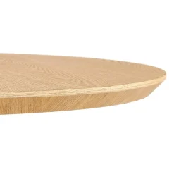 Table ronde design 'HUSH' en bois finition naturelle et métal noir