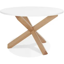 Table ronde design 'MARVEL' blanche et chêne massif