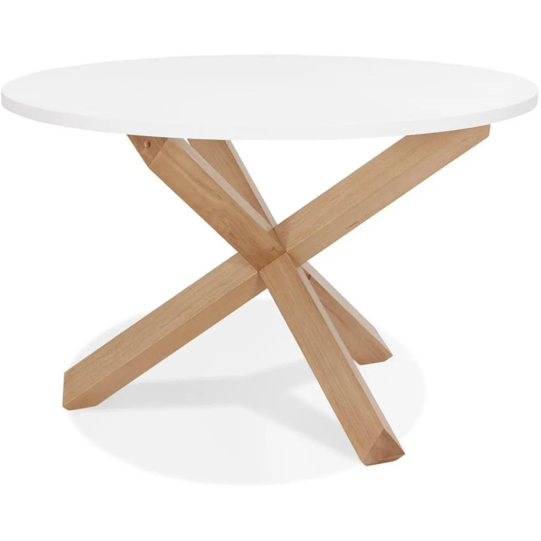 Table ronde design 'MARVEL' blanche et chêne massif