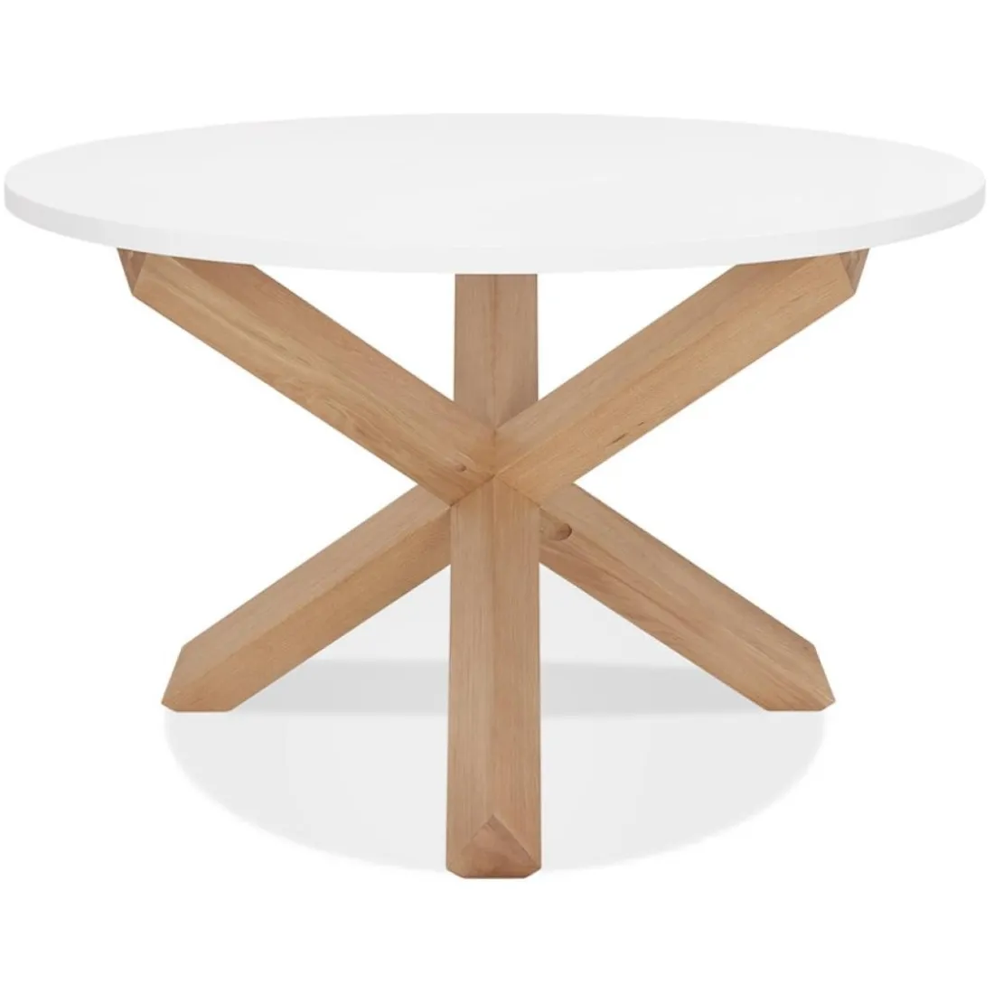 Table ronde design 'MARVEL' blanche et chêne massif