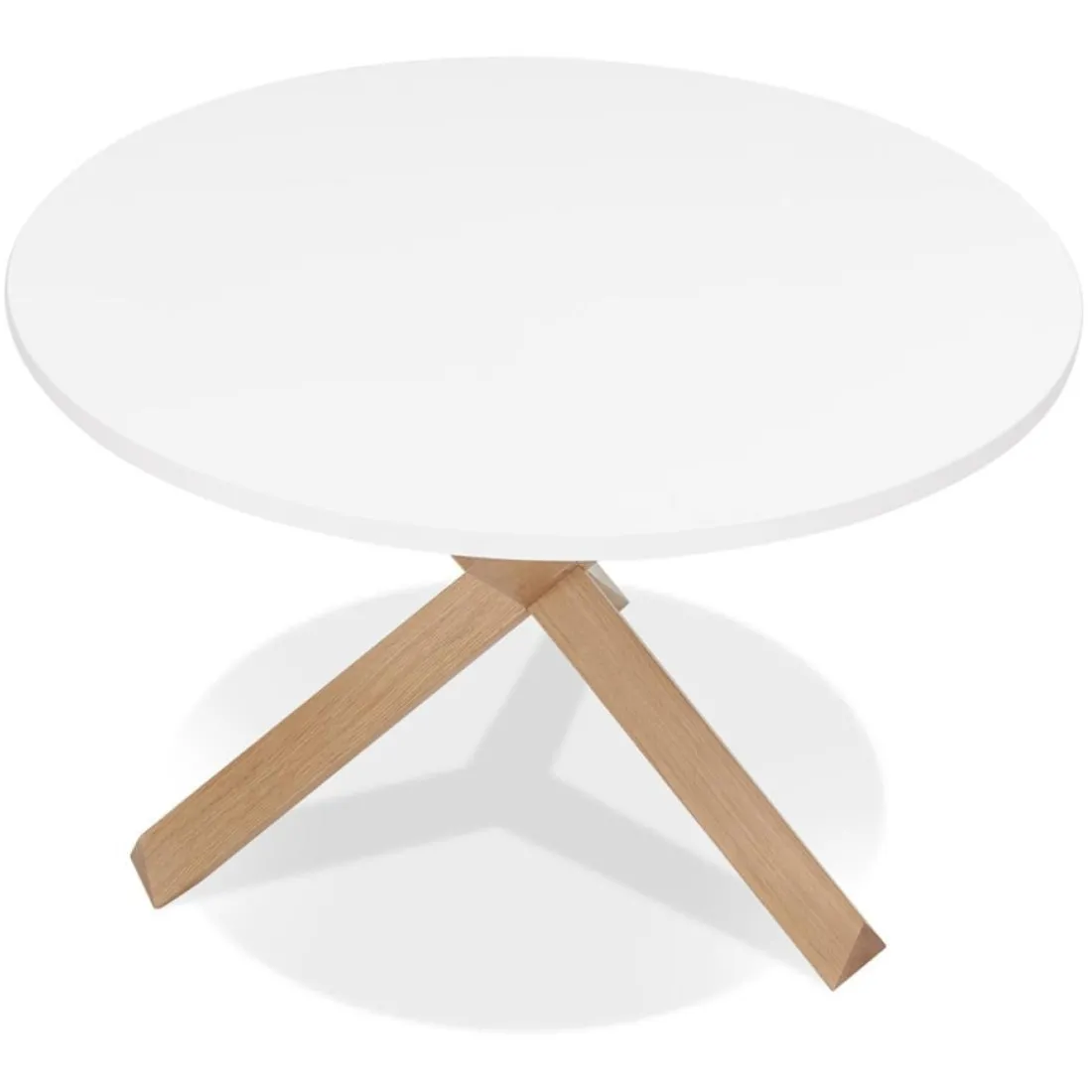 Table ronde design 'MARVEL' blanche et chêne massif