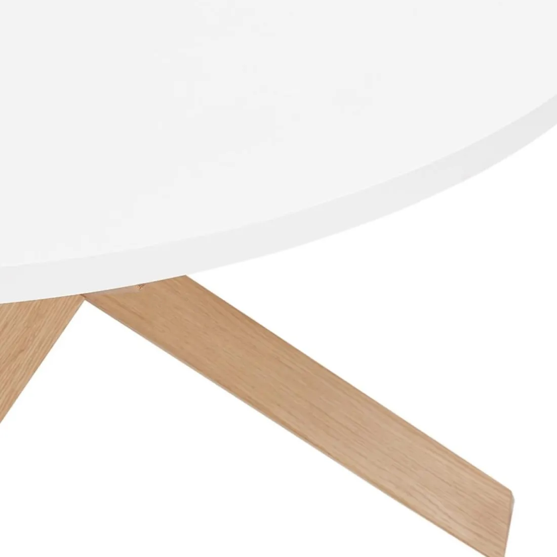 Table ronde design 'MARVEL' blanche et chêne massif
