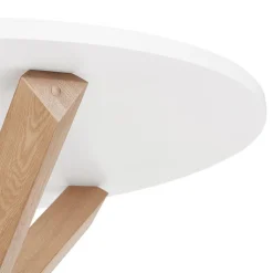 Table ronde design 'MARVEL' blanche et chêne massif