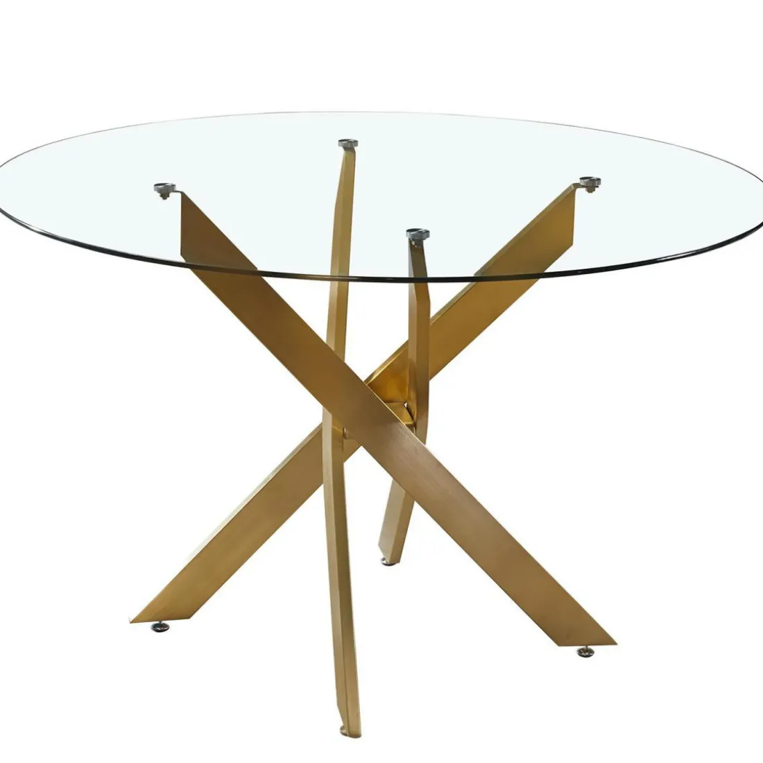 Table ronde en verre pieds Or NELLY