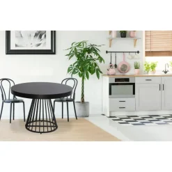 Table ronde extensible Grivery Noir pieds Noir