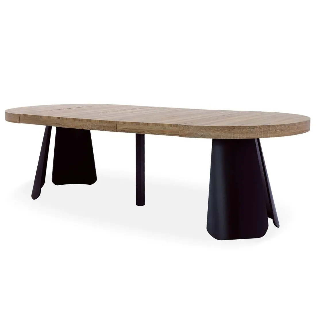 Table ronde extensible Henriette Chêne Clair pieds Noir